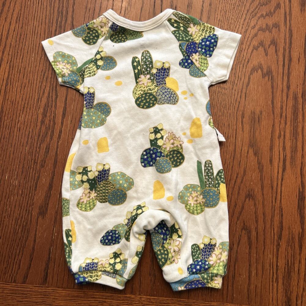 Apple Park 0-3 Month Snap Romper Lala Curio Cactus Japanese Inspired Kimono (4 - Picture 5 of 7